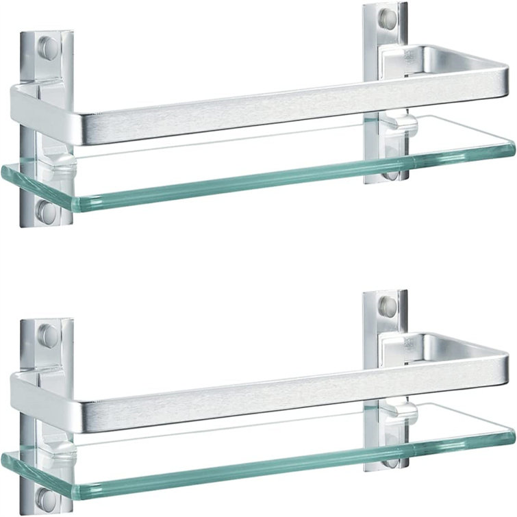 Rebrilliant Glass Floating Shelf with Towel Bar Wayfair